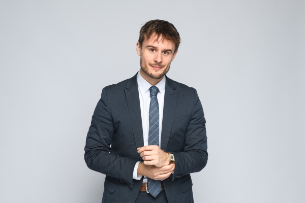 portrait corporate fond gris