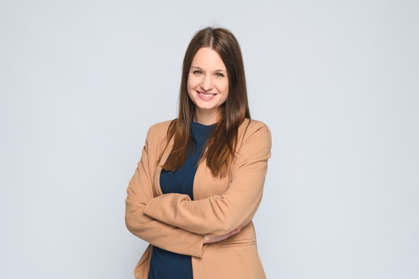 portrait corporate fond gris
