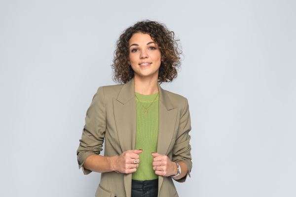 portrait corporate fond gris