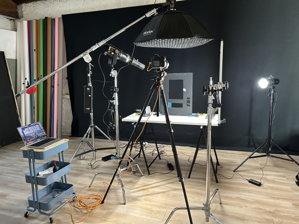 installation éclairage et set pour shooting montre